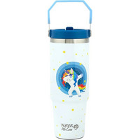 Nava We Care Unicorn Παιδικό Παγούρι Θερμός Ανοξείδωτο BPA Free με Καλαμάκι Λευκό 900ml