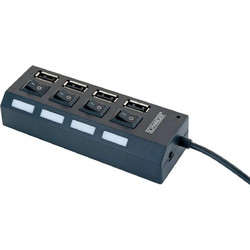 Schwaiger UH4013 USB Hub 2.0 USB-A με 4 Θύρες USB-A & Εξωτερική Παροχή Ρεύματος
