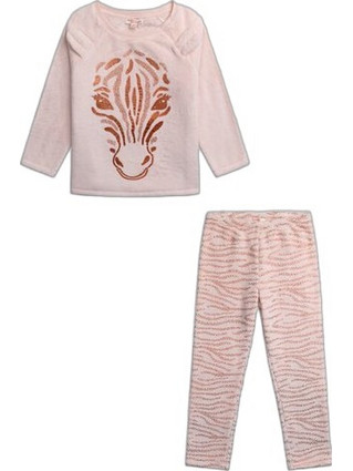 Dpam Soft Zebra Παιδική Πιτζάμα Βελουτέ Χειμωνιάτικη Ροζ XEFAPYJTET