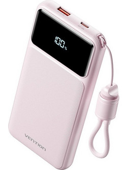 Vention XGYP0-39-TY Power Bank 10000mAh 22.5W με Ενσωματωμένο Καλώδιο USB-C Pink