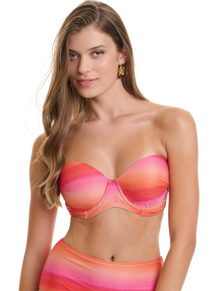 Club Neuf Bikini Top Strapless Φούξια Κοραλί CNM603134D