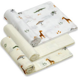Interbaby Jirafa Savanna Πάνες Αγκαλιάς Μπεζ Λευκές 80x80cm 3τμχ 98984-05