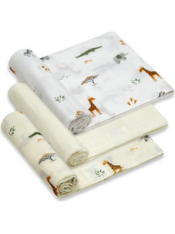 Interbaby Jirafa Savanna Πάνες Αγκαλιάς Μπεζ Λευκές 80x80cm 3τμχ 98984-05