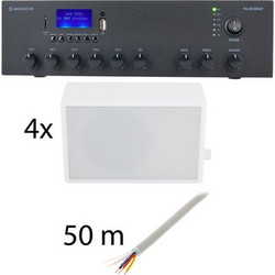 Monacor 4x WHD ZL 135-G-T6-RE + PA-803DAP Παθητικά Σετ Ηχεία Οροφής 6W Λευκά