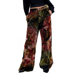 Desigual Βελουτέ Γυναικείο Παντελόνι Relaxed Εφαρμογή με Λάστιχο Πολύχρωμο 26WWPW16-3021