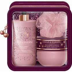 Baylis & Harding Wild Cherry & Vanilla Shower Gel 500ml + Body Butter 500ml + Sponge