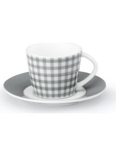 Cryspo Trio Fino Σετ Φλιτζάνια Espresso & Ελληνικού Καφέ Πορσελάνης Λευκά Γκρι 120ml 6τμχ 15.103.17
