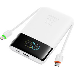 Veger W1211A Fuerza 10 Power Bank 10000mAh 20W με Ενσωματωμένα Καλώδια USB-C & Lightning White