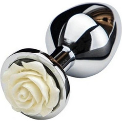 Guilty Toys Rose Pleasure Medium Πρωκτική Σφήνα 9cm Λευκή Ασημί