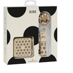 BIBS Σετ Δώρου για Νεογέννητα Sooth & Go Polka Dot Vanilla Dark Oak 3τμχ