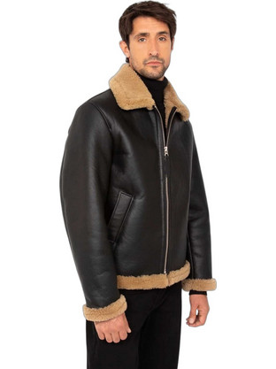Schott Ανδρικό Μπουφάν Bomber Δερμάτινο Μαύρο LC1260 Black Ginger