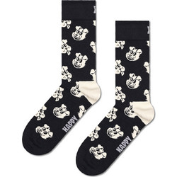 Happy Socks Βαμβακερές Γυναικείες Κάλτσες Μαύρες Λευκές με Σχέδια P002739-1000