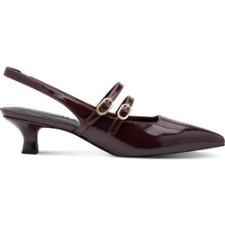 Marco Tozzi Γόβες Slingback Λουστρίνι με Λεπτό Χαμηλό Τακούνι Μπορντό 2-29508-45-511