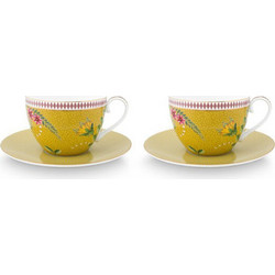 Pip Studio La Majorelle Σετ Φλιτζάνια Cappuccino & Τσαγιού Πορσελάνης Κίτρινα 280ml 2τμχ 51004153