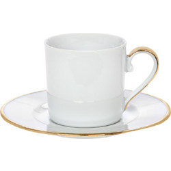 Cryspo Trio Elegance Σετ Φλιτζάνια Espresso & Ελληνικού Καφέ Πορσελάνης Λευκά Χρυσά 120ml 6τμχ 24.001.17G