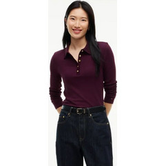 Tommy Hilfiger Γυναικεία Μπλούζα Polo Μακρυμάνικη Μπορντό WW0WW51731-XIH