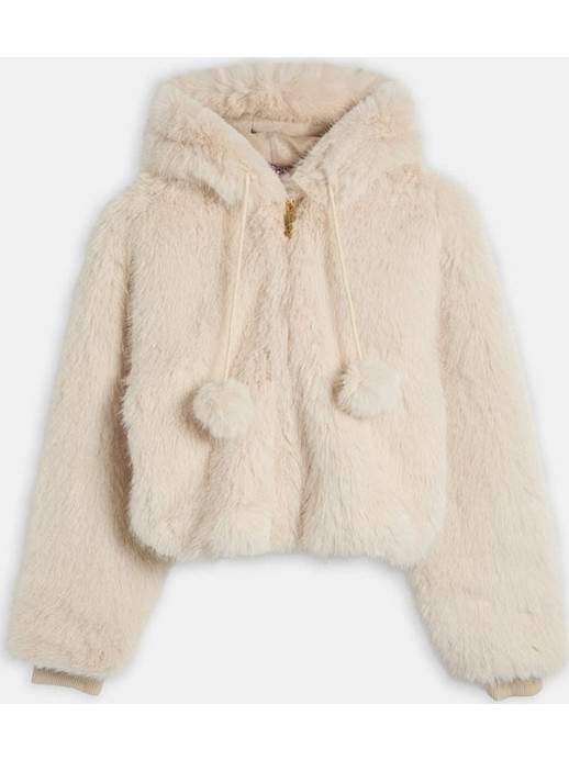 Juicy Couture Γυναικεία Γούνα Κοντή με Κουκούλα Εκρού JCXIJ126509-904