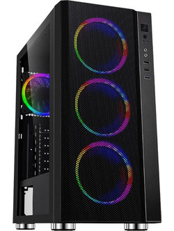 Spacer Rainbow Black Gaming Midi Tower Κουτί Υπολογιστή RGB με Πλαϊνό Παράθυρο