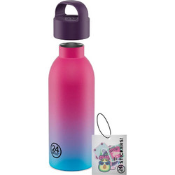 24Bottles Drip Squad Παιδικό Παγούρι Θερμός Ανοξείδωτο BPA Free με Καλαμάκι Φούξια Γαλάζιο 500ml