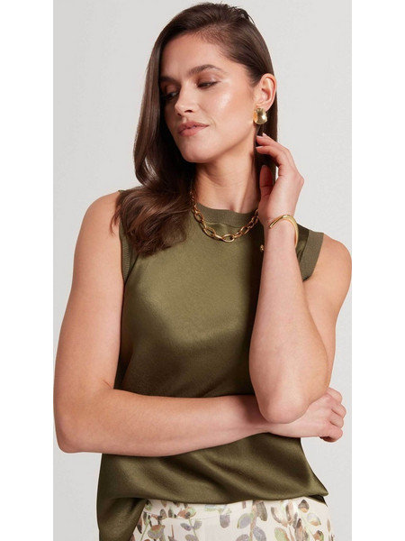 Ted Baker Blarnie Γυναικείο Καλοκαιρινό Top Σατέν Χακί 284908