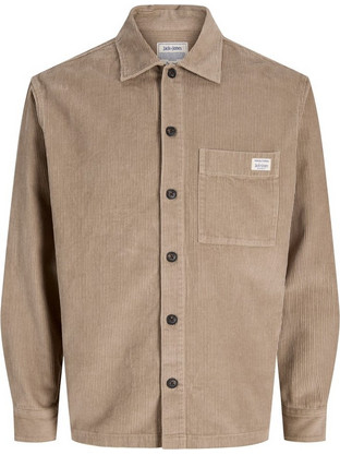 Jack & Jones Ανδρικό Πουκάμισο Κοτλέ Μακρυμάνικο Κανονική Γραμμή Μπεζ 12306176