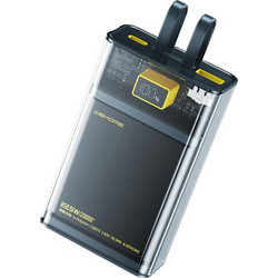 Wekome WP-325 Power Bank 20000mAh 22.5W με Ενσωματωμένα Καλώδια USB-C & Lightning Quick Charge 3.0 & Power Delivery Black Transparent