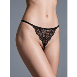 Milena By Paris Γυναικείο Sexy String Αυτοκινήτου με Δαντέλα & Πέρλες Μαύρο 6988