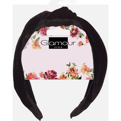 Glamour Style Στέκα Μαλλιών Βελούδινη Κόμπος Μαύρη