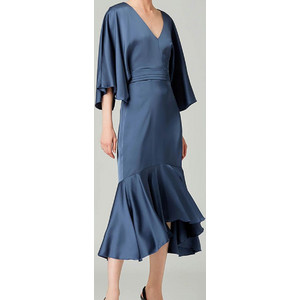 Lynne Midi Φόρεμα για Γάμο / Βάπτιση Σατέν Navy Μπλε 151-511043