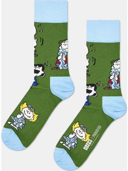 Happy Socks Peanuts Happy Friends Ανδρικές Κάλτσες Ψηλές με Σχέδια Χακί P006671