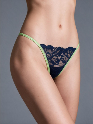 Milena By Paris Γυναικείο Sexy String με Δαντέλα Navy Μπλε 6993