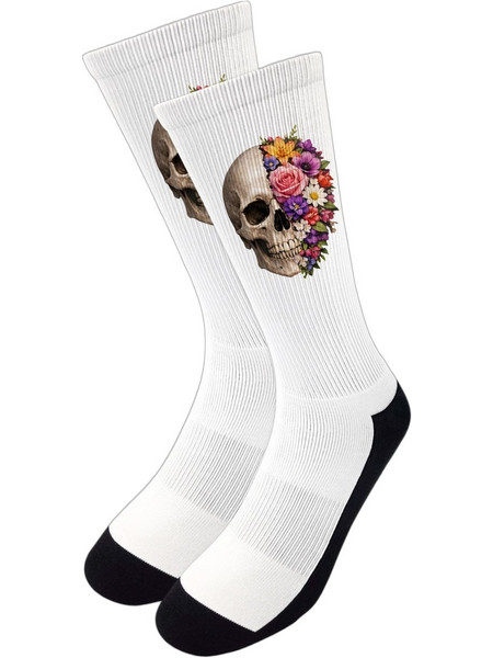 NODO Skull Ανδρικές Κάλτσες Ψηλές με Σχέδια Λευκές PR10109