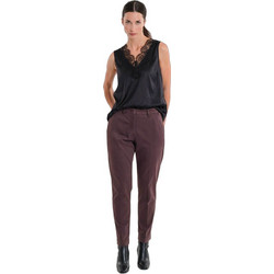 Gerry Weber Ψηλόμεσο Υφασμάτινο Γυναικείο Παντελόνι Chino Κανονική Εφαρμογή Μωβ N77035706038