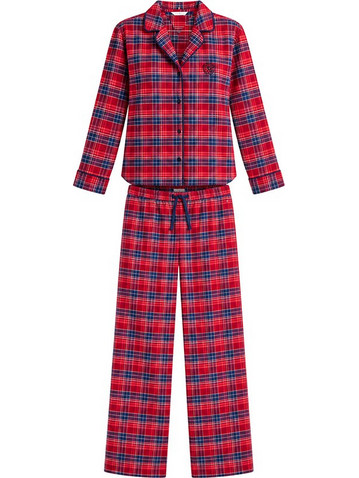 Tommy Hilfiger Σετ Γυναικείες Πιτζάμες Χειμωνιάτικες Βαμβακερές Κόκκινες UW0UW06708-0QJ