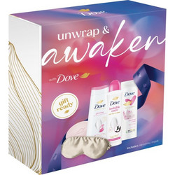Dove Advanced Care Glowing Shower Gel 225ml + Invisible Care Deodorant 150ml + Pink Soap 90gr +Body Milk 250ml + Saten Eye Mask
