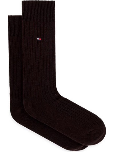 Tommy Hilfiger Ανδρικές Κάλτσες Ψηλές Μαύρες Σοκολατί 2Pack 701241832-002