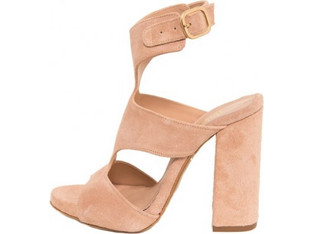Smart Cronos Γυναικεία Πέδιλα Suede Nude με Χοντρό Ψηλό Τακούνι 6782