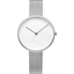 Obaku Hassel Natur Γυναικείο Ρολόι με Ασημί Μεταλλικό Μπρασελέ V219LXCHMC