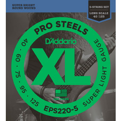 D'Addario EPS220/5 Σετ 5 Χορδές Ηλεκτρικού Μπάσου Stainless Steel 40-125" Extra Light Tension
