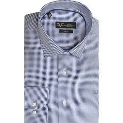 Versace 19V69 Verona 11.25 Ανδρικό Πουκάμισο Βαμβακερό Καρό Μακρυμάνικο Κανονική Γραμμή Γαλάζιο