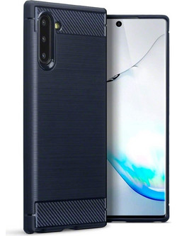 Terrapin Carbon Fibre Gel Case Back Cover Dark Blue (Galaxy Note 10)