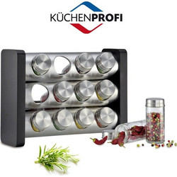 Kuechenprofi Σταντ για 12 Μπαχαρικά Ξύλινο Μαύρο 29,5Χ22Χ12cm