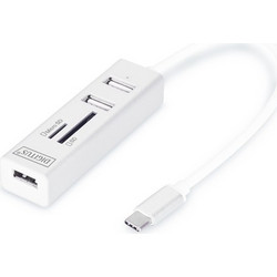 Digitus DA-70243 USB Hub 2.0 USB-C με 5 Θύρες USB-A / Card Reader