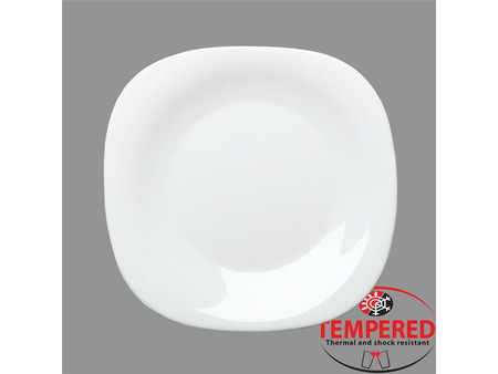 Bormioli Rocco Πιάτα Ρηχά Οπαλίνης Τετράγωνα Tempered Parma Λευκά 31x31cm 6τμχ PRM-FP-31X31