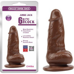 Chisa Novelties Ballsy Super Cock Jumbo Jack Ρεαλιστικό Dildo με Βεντούζα & Όρχεις 15cm Καφέ