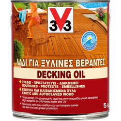 V33 Decking Λάδι Εμποτισμού Ξύλου Έτοιμο προς Χρήση Ματ Τικ 5lt