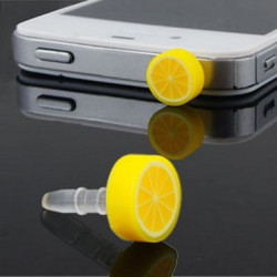 Fruit Anti Dust Cap Earphone Jack 3.5mm Bulk - Λεμόνι