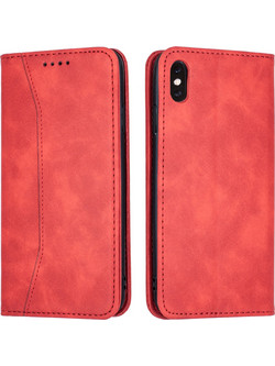 Bodycell Book Case PU Leather Θήκη Πορτοφόλι Red (iPhone X / XS)