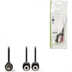 NEDIS CAGP24010BK02, Καλώδιο 2x RCA θηλ. - 1x RCA αρσ, 0.2m