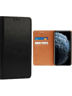ΘΗΚΗ IPHONE 11 PRO 5.8" ITALIAN LEATHER MAGNET BOOK STAND BLACK